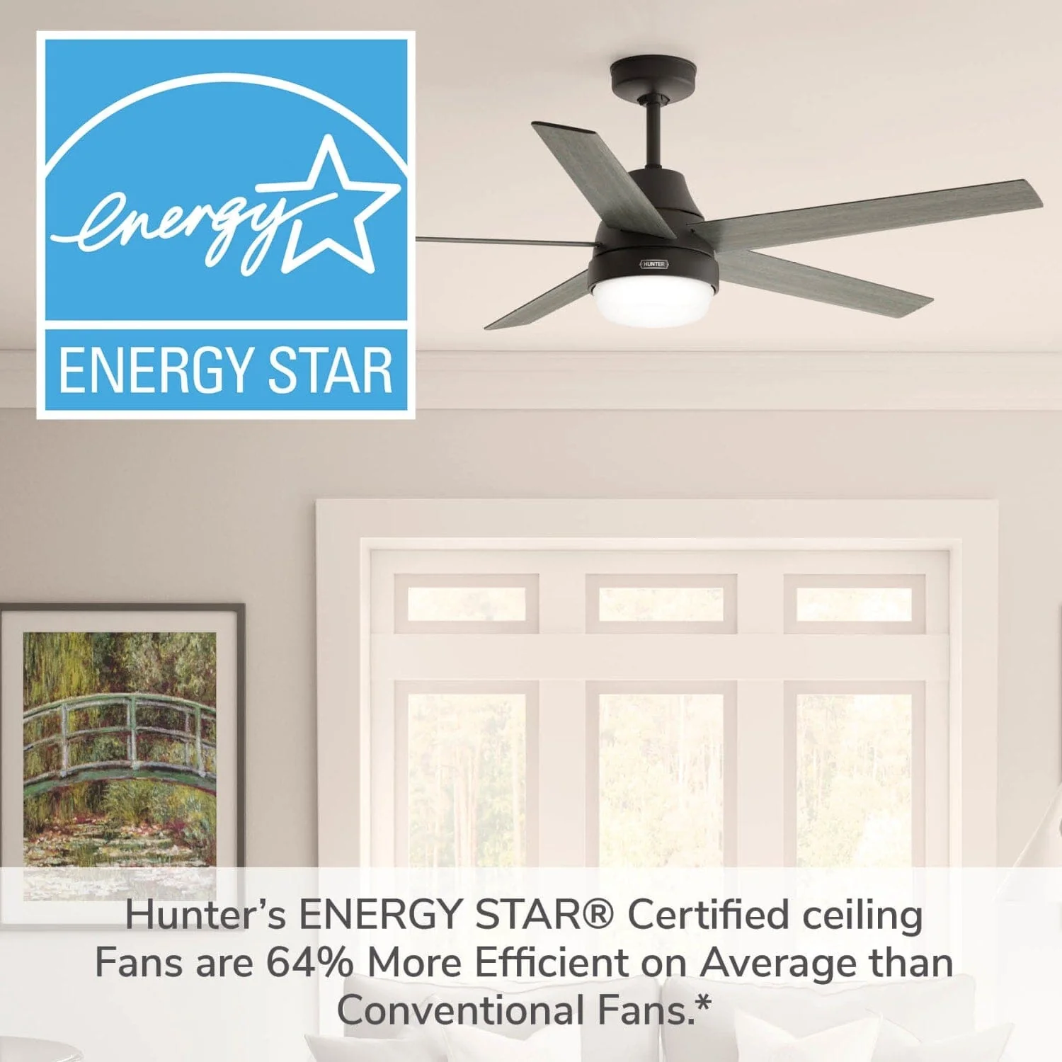Aerodyne Indoor Smart Fan Energy Star with LED and Reversible Blades and Remote 60 inch 73 Aerodyne Indoor Smart Fan Energy Star with LED and Reversible Blades and Remote 60 inch