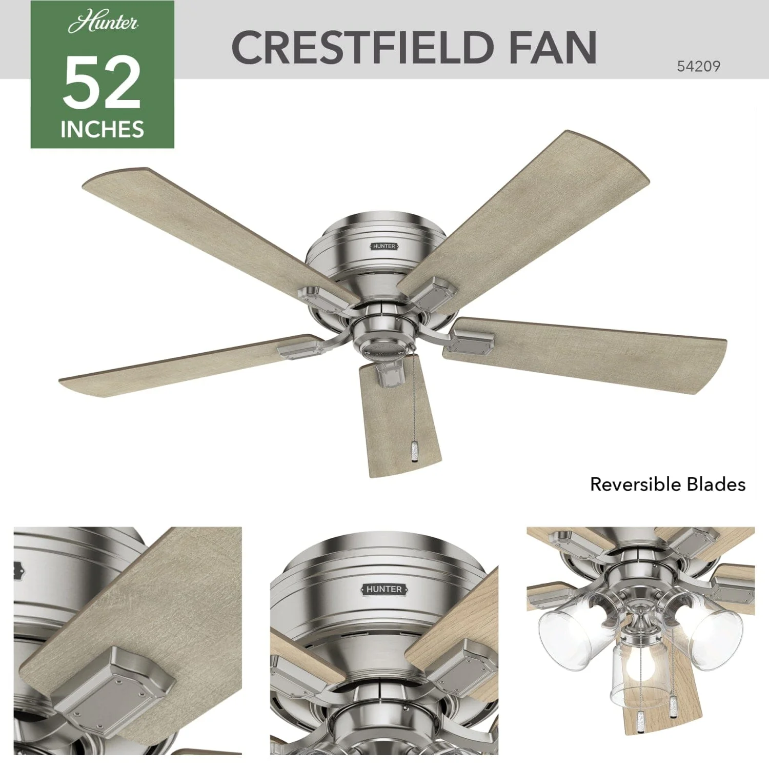 Crestfield Low Profile with 3 LED Lights 52 inch 10 Crestfield Low Profile with 3 LED Lights 52 inch