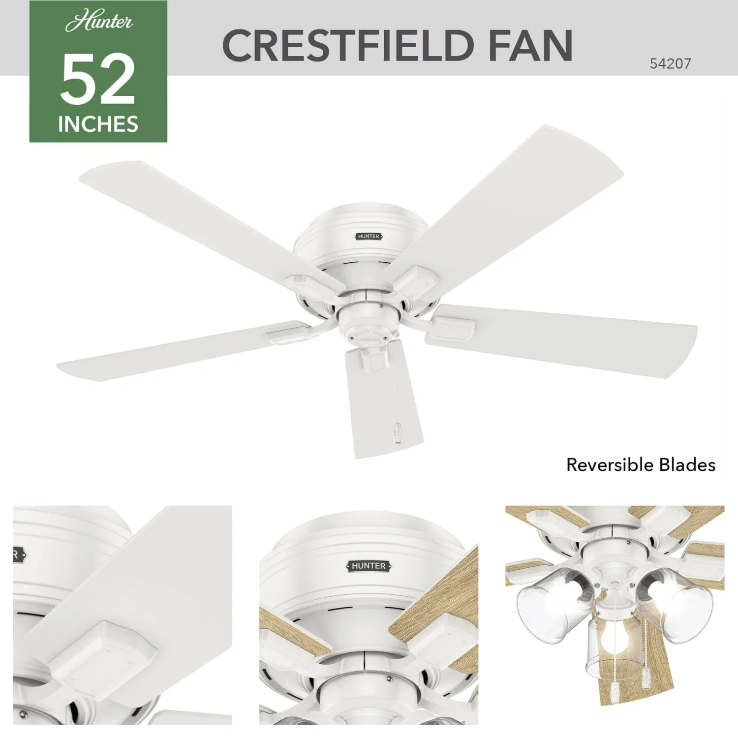 Crestfield Low Profile with 3 LED Lights 52 inch 11 Crestfield Low Profile with 3 LED Lights 52 inch
