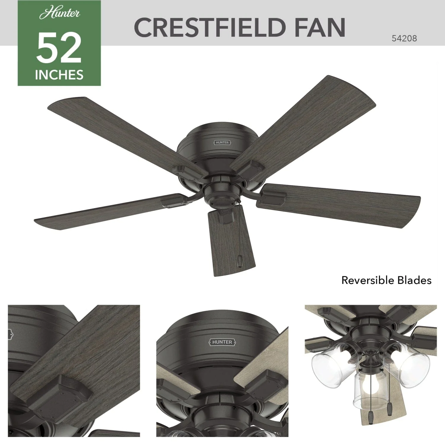 Crestfield Low Profile with 3 LED Lights 52 inch 8 Crestfield Low Profile with 3 LED Lights 52 inch