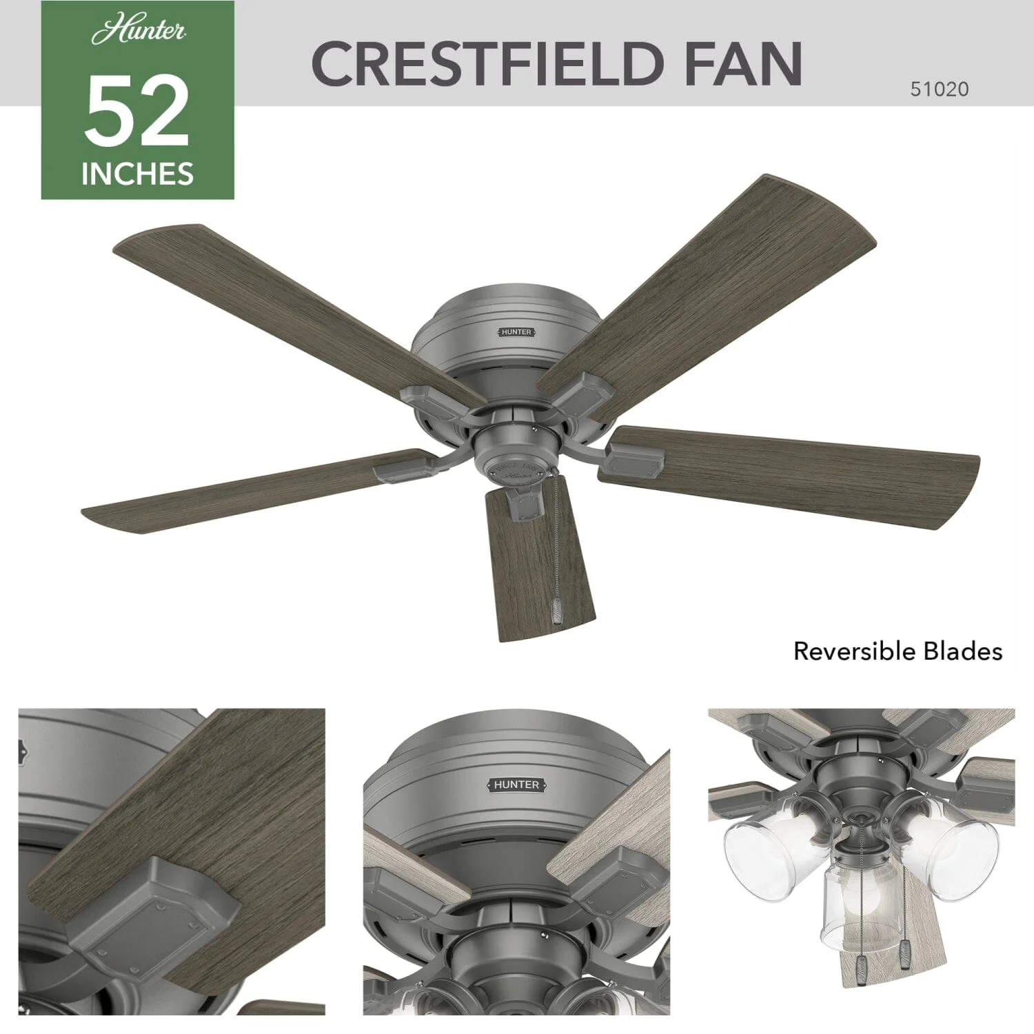 Crestfield Low Profile with 3 LED Lights 52 inch 9 Crestfield Low Profile with 3 LED Lights 52 inch