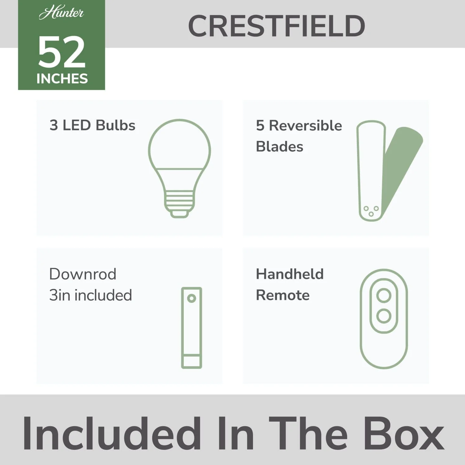 Crestfield with 3 LED Lights 52 inch with remote 30 Crestfield with 3 LED Lights 52 inch with remote
