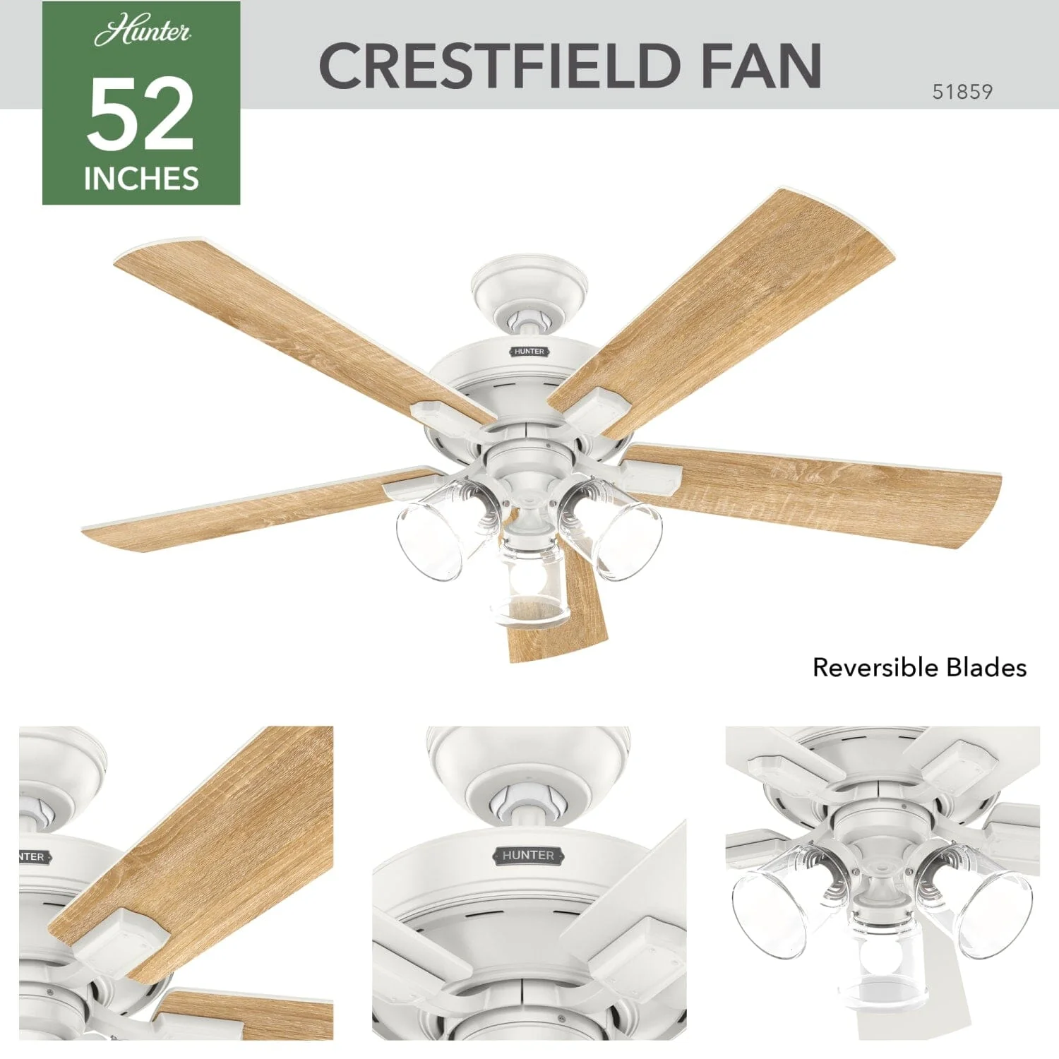 Crestfield with 3 LED Lights 52 inch with remote 5 Crestfield with 3 LED Lights 52 inch with remote