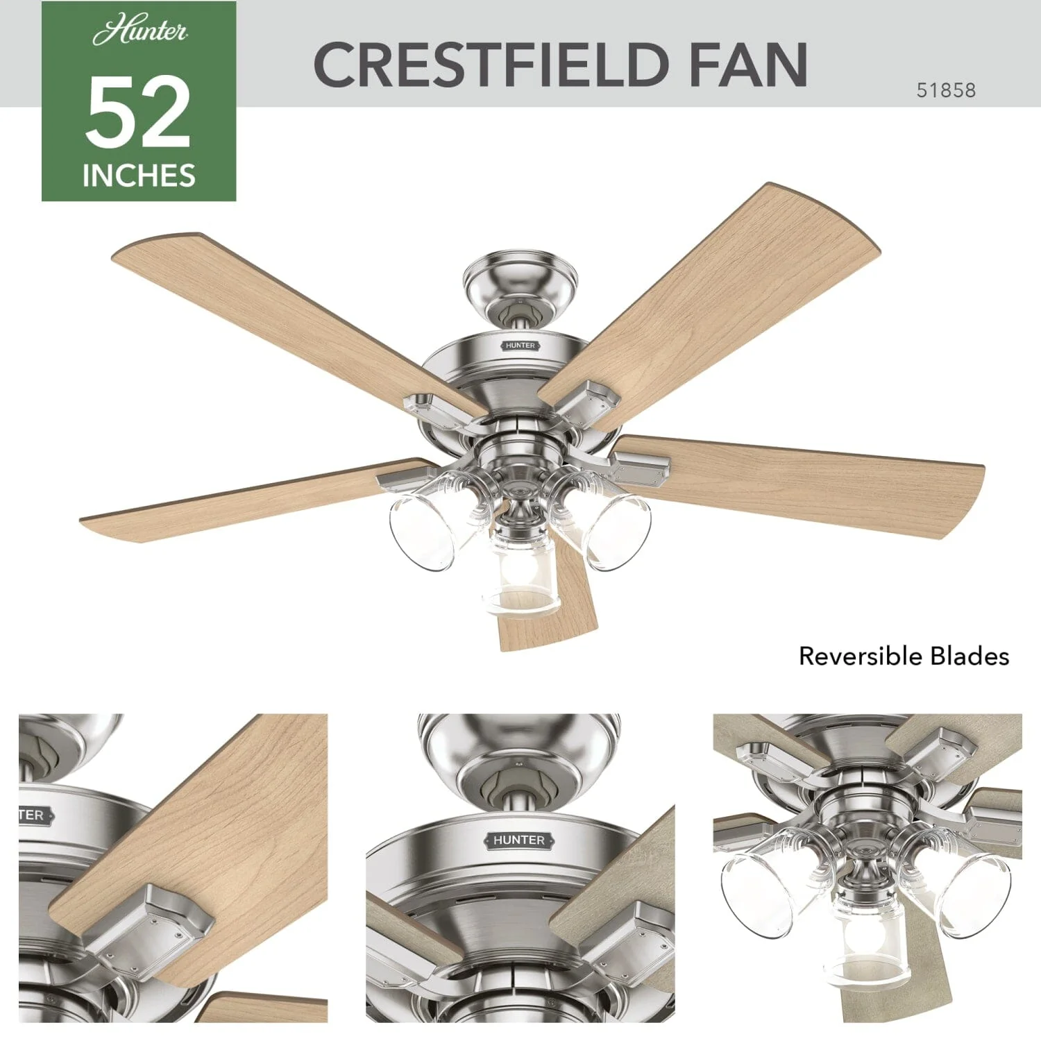 Crestfield with 3 LED Lights 52 inch with remote 6 Crestfield with 3 LED Lights 52 inch with remote