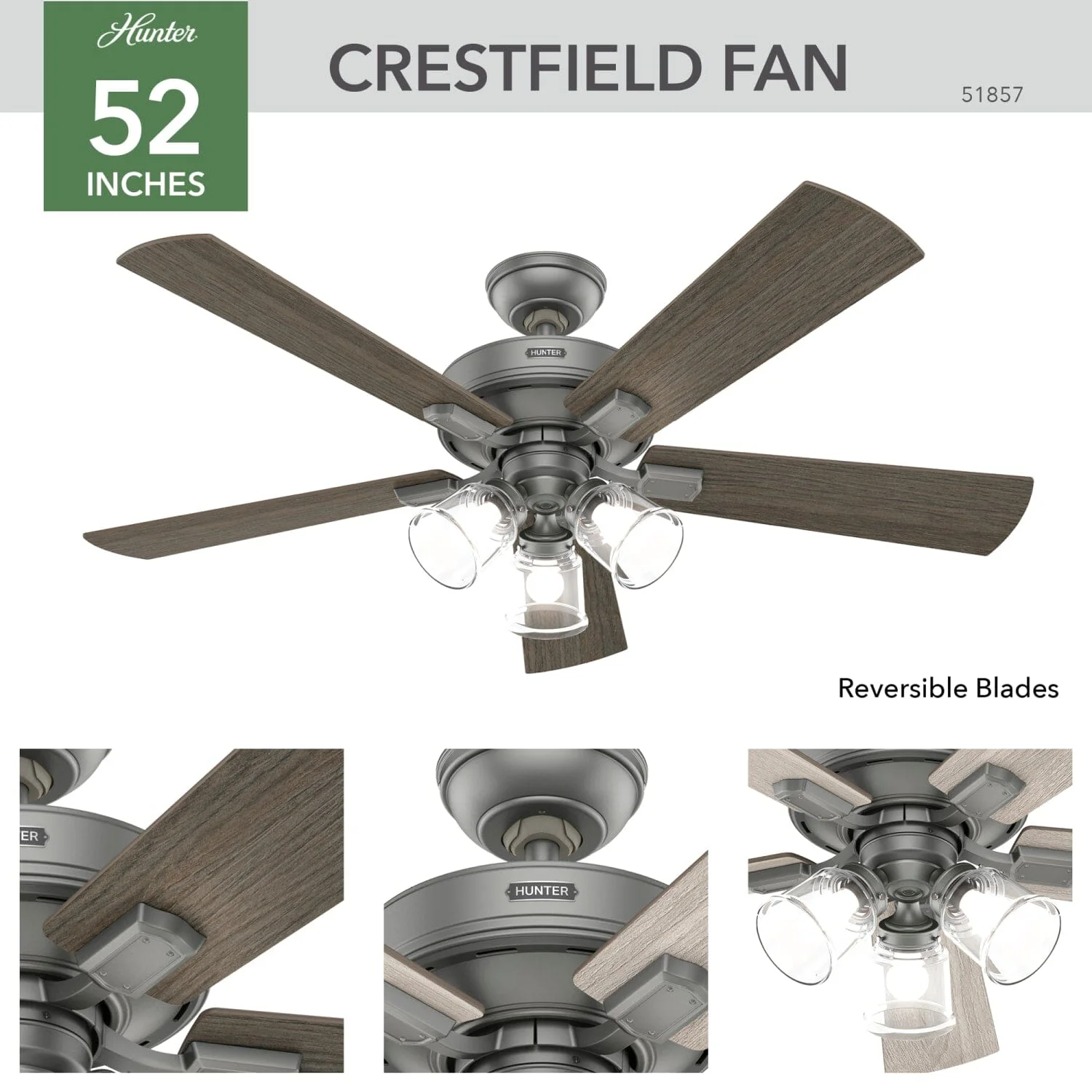Crestfield with 3 LED Lights 52 inch with remote 7 Crestfield with 3 LED Lights 52 inch with remote