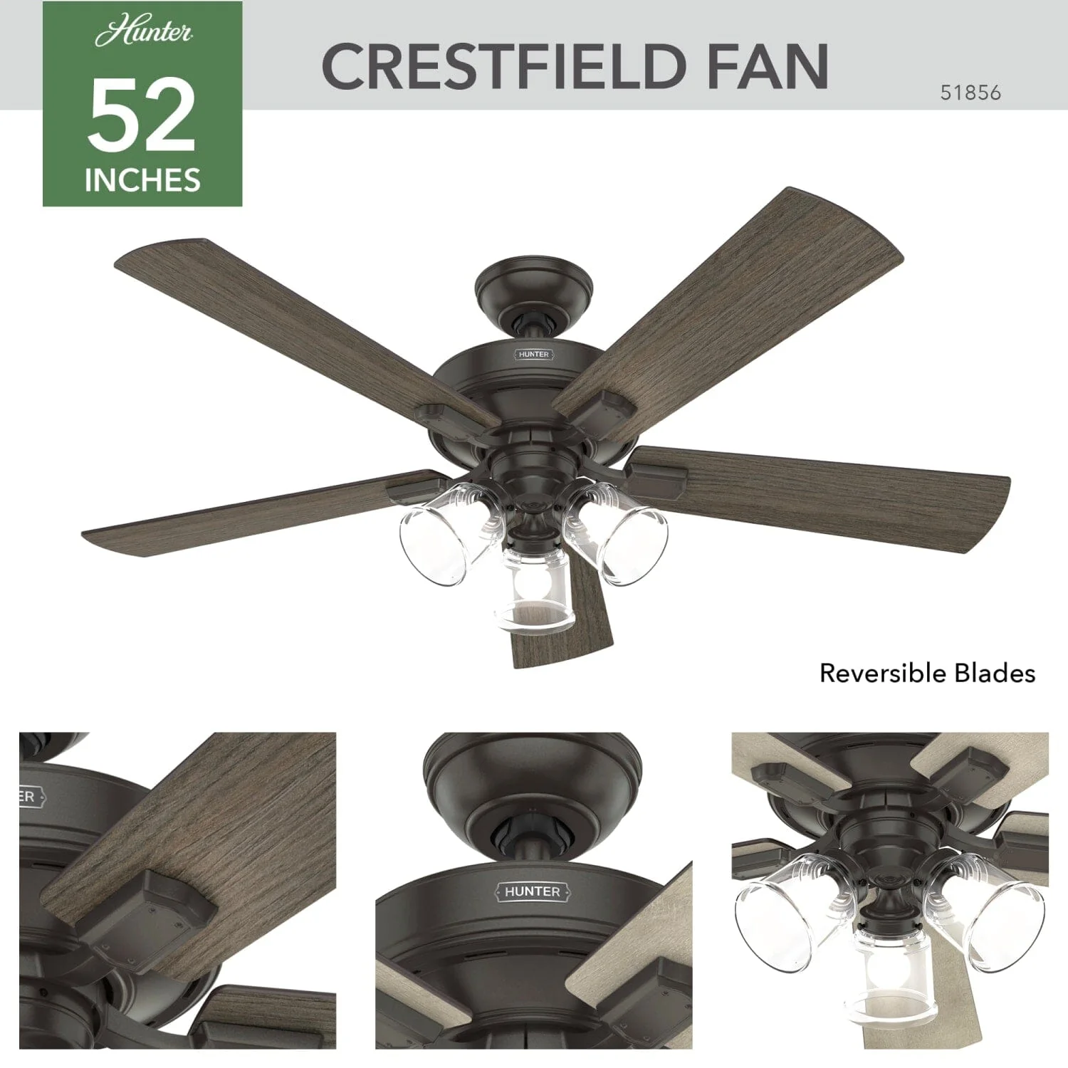 Crestfield with 3 LED Lights 52 inch with remote 8 Crestfield with 3 LED Lights 52 inch with remote