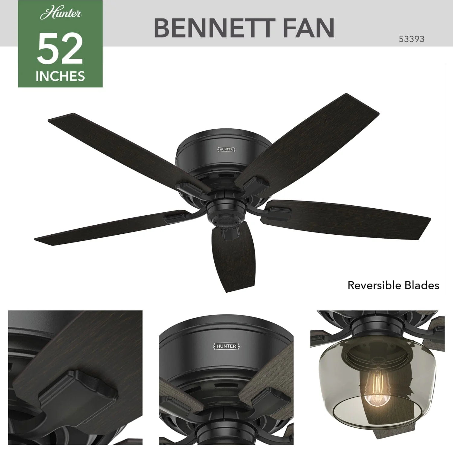 Bennett Low Profile with Light 52 inch 3 Bennett Low Profile with Light 52 inch
