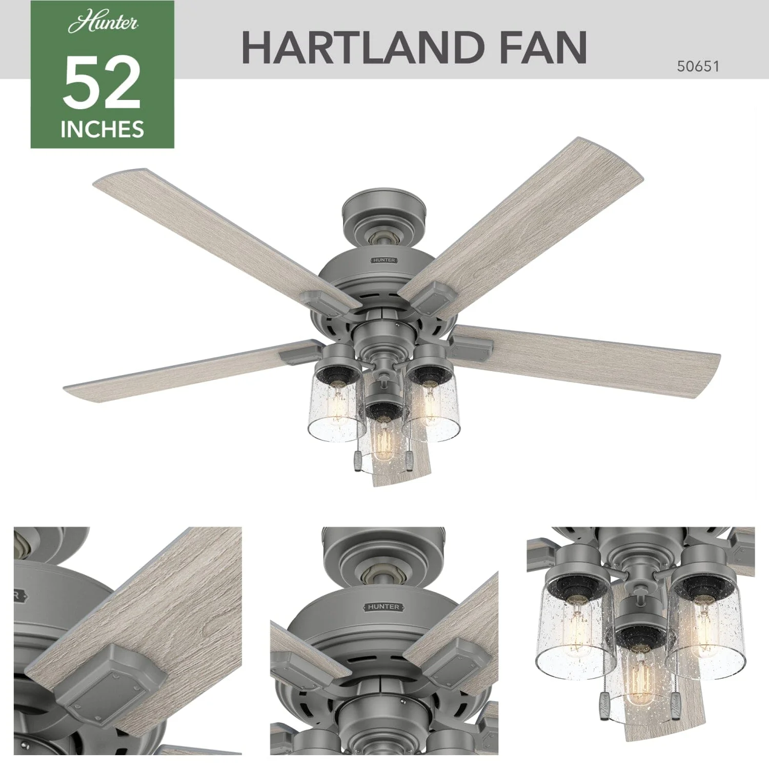 Hartland with LED Light and Pull Chain 52 inch 4 Hartland with LED Light and Pull Chain 52 inch
