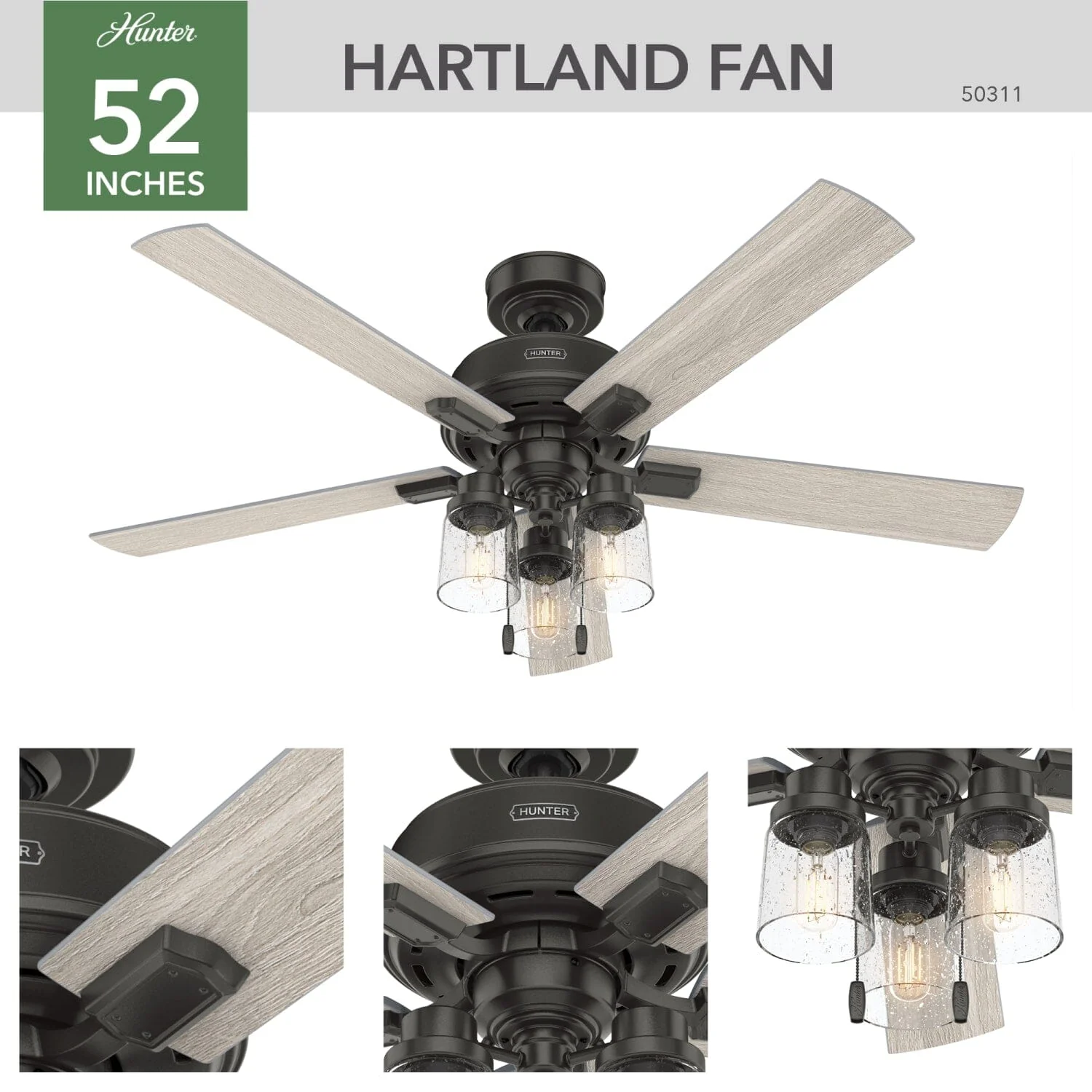 Hartland with LED Light and Pull Chain 52 inch 5 Hartland with LED Light and Pull Chain 52 inch