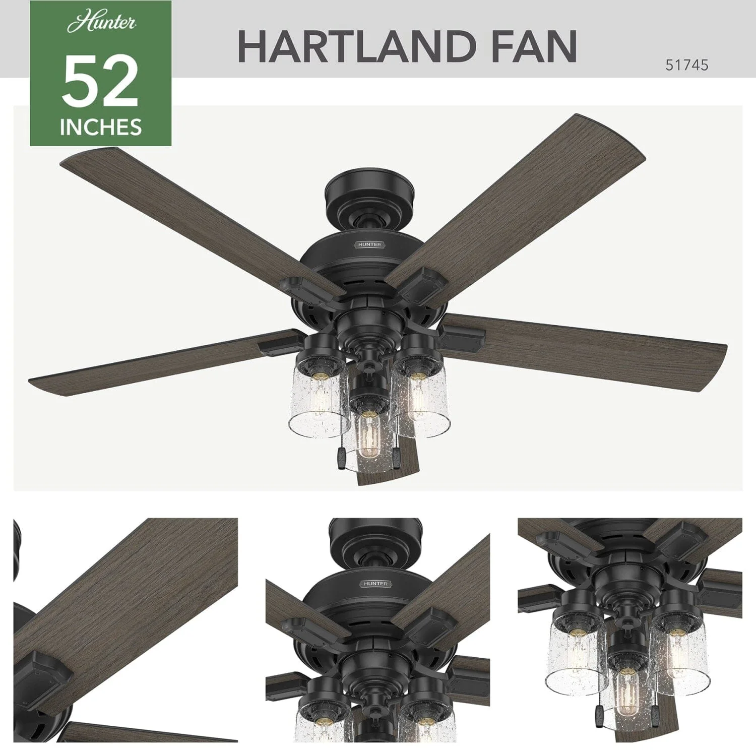 Hartland with LED Light and Pull Chain 52 inch 6 Hartland with LED Light and Pull Chain 52 inch