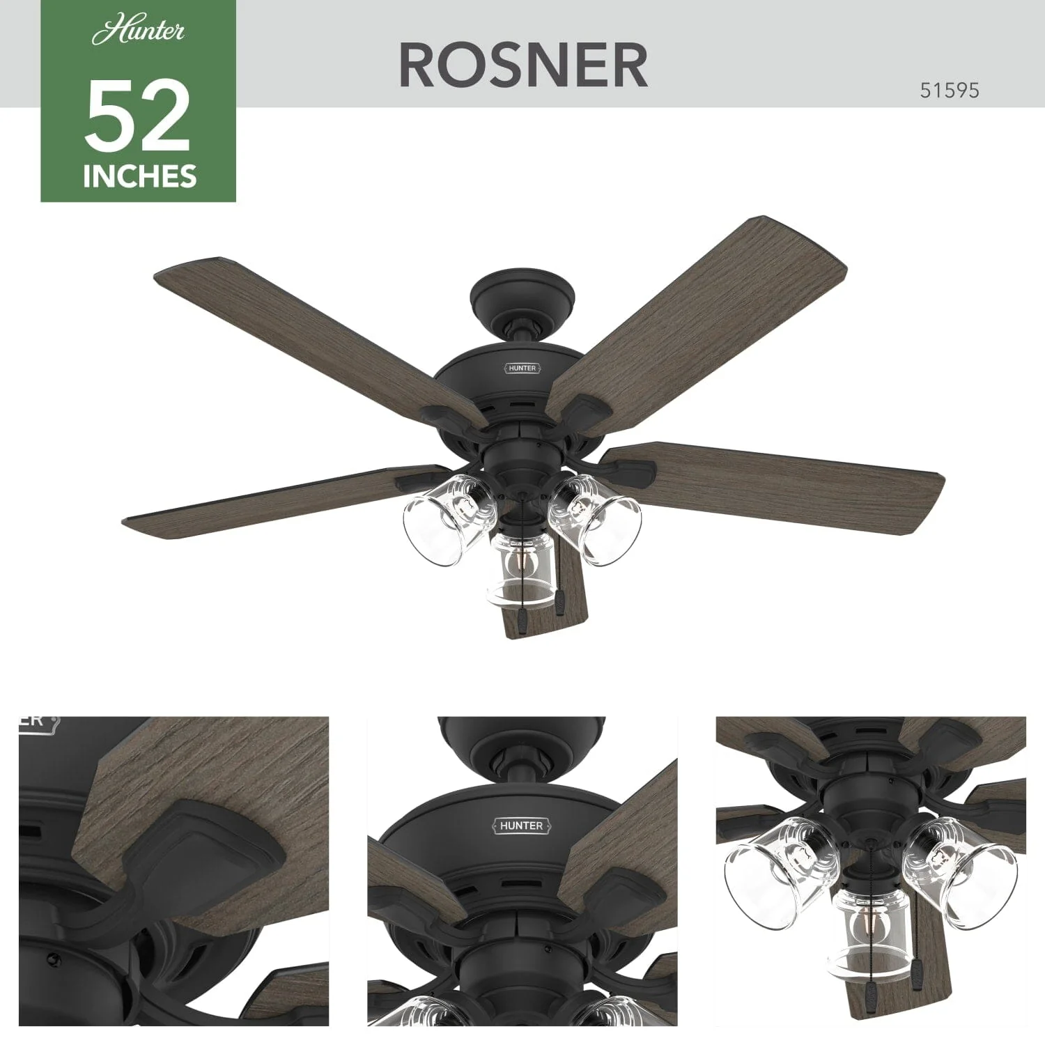 Rosner with 3 Lights 52 inch 5 Rosner with 3 Lights 52 inch