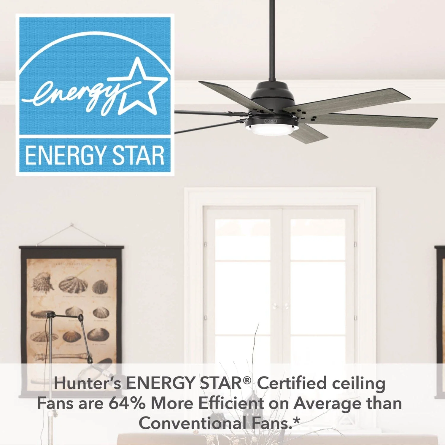 Gravity Indoor Smart Fan ENERGY STAR with LED light 60 inch with Remote 46 Gravity Indoor Smart Fan ENERGY STAR with LED light 60 inch with Remote