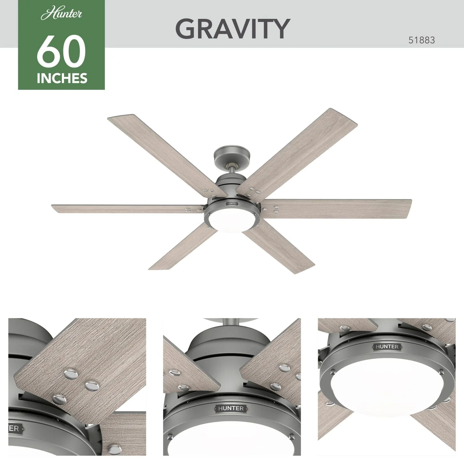 Gravity Indoor Smart Fan ENERGY STAR with LED light 60 inch with Remote 5 Gravity Indoor Smart Fan ENERGY STAR with LED light 60 inch with Remote