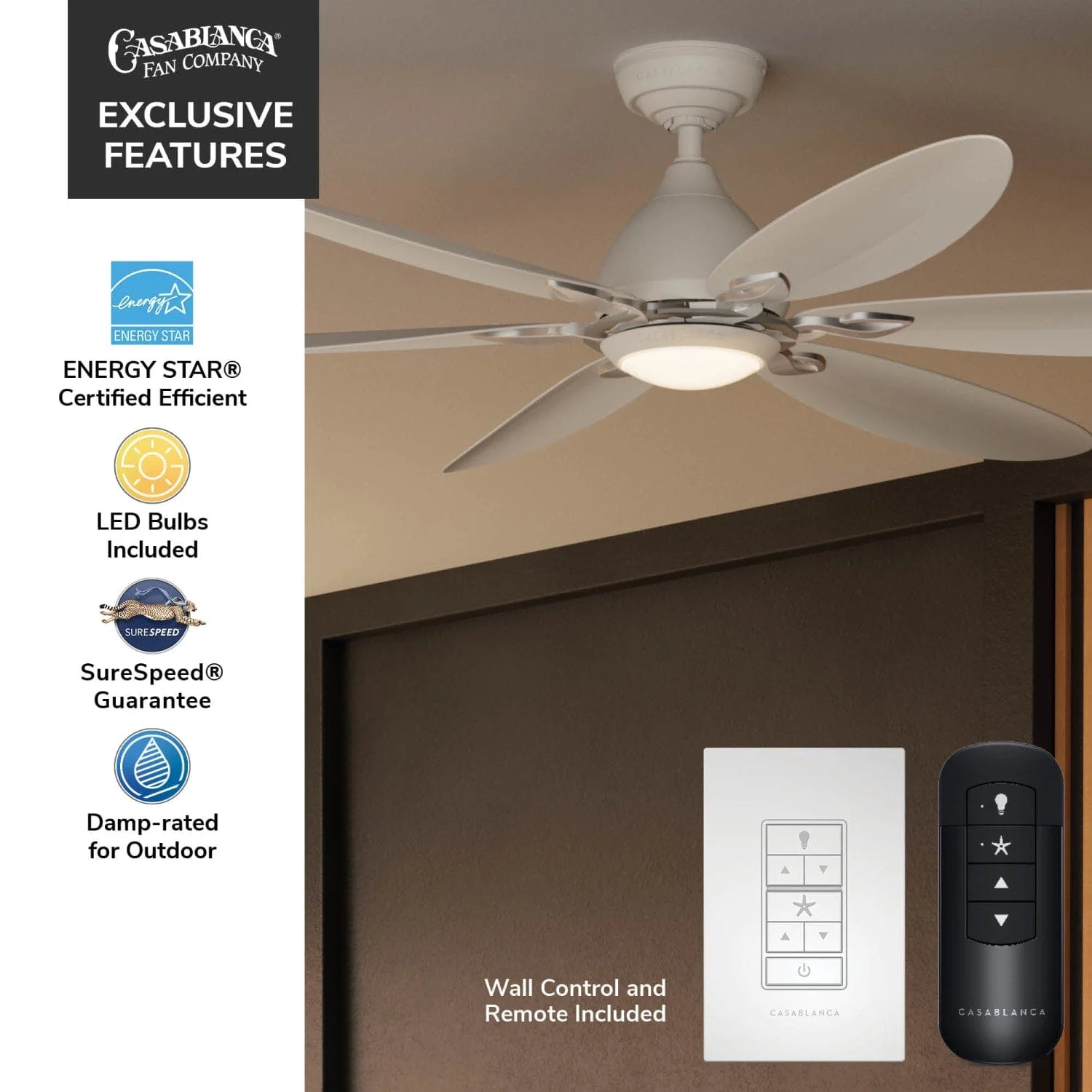 Azalea Outdoor Energy Star DC with LED Light 60 inch with remote and wall control 19 Azalea Outdoor Energy Star DC with LED Light 60 inch with remote and wall control