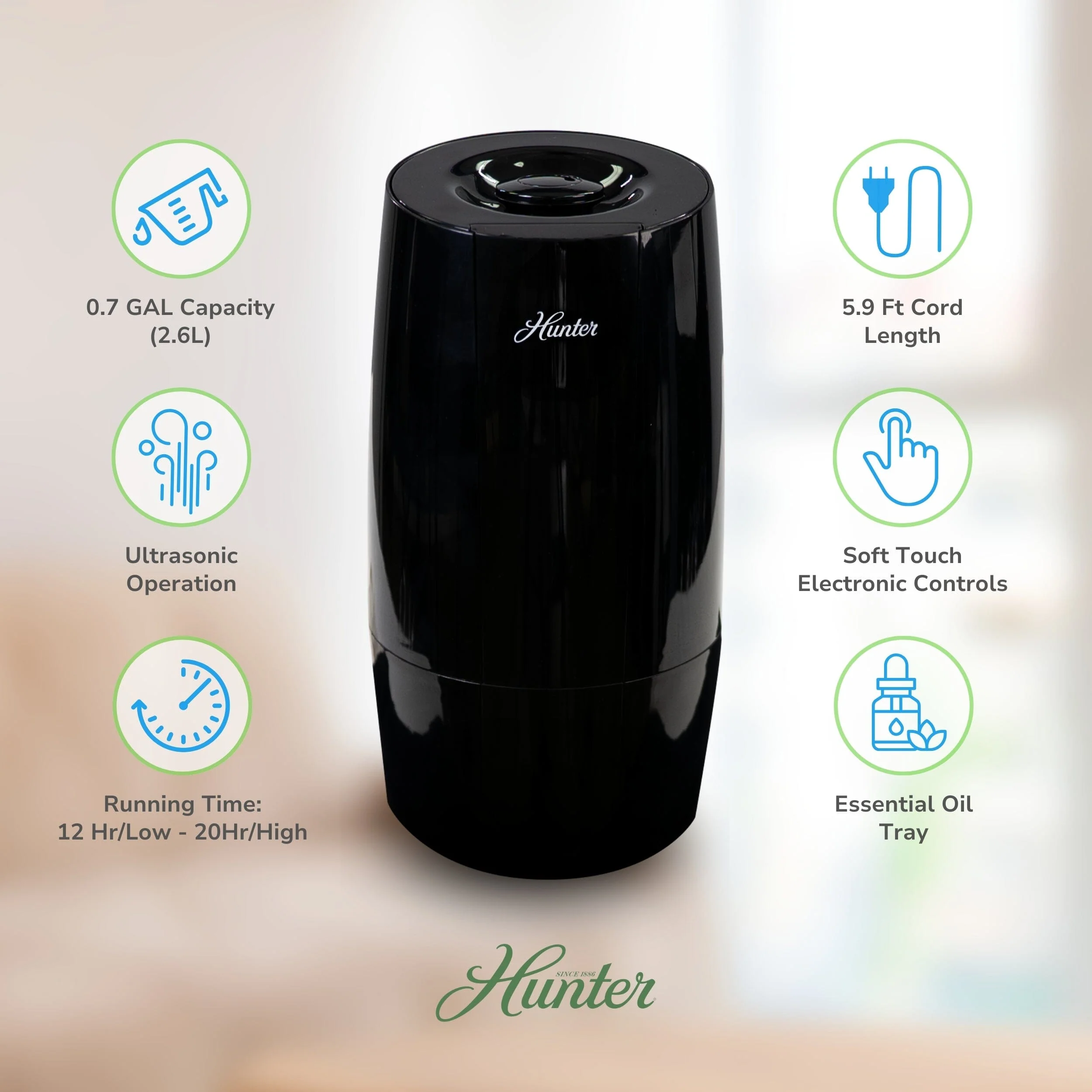 HHU425 Hunter Aspire 0.7 Gal Ultrasonic Cool Mist Humidifier 11 HHU425 Hunter Aspire 0.7 Gal Ultrasonic Cool Mist Humidifier
