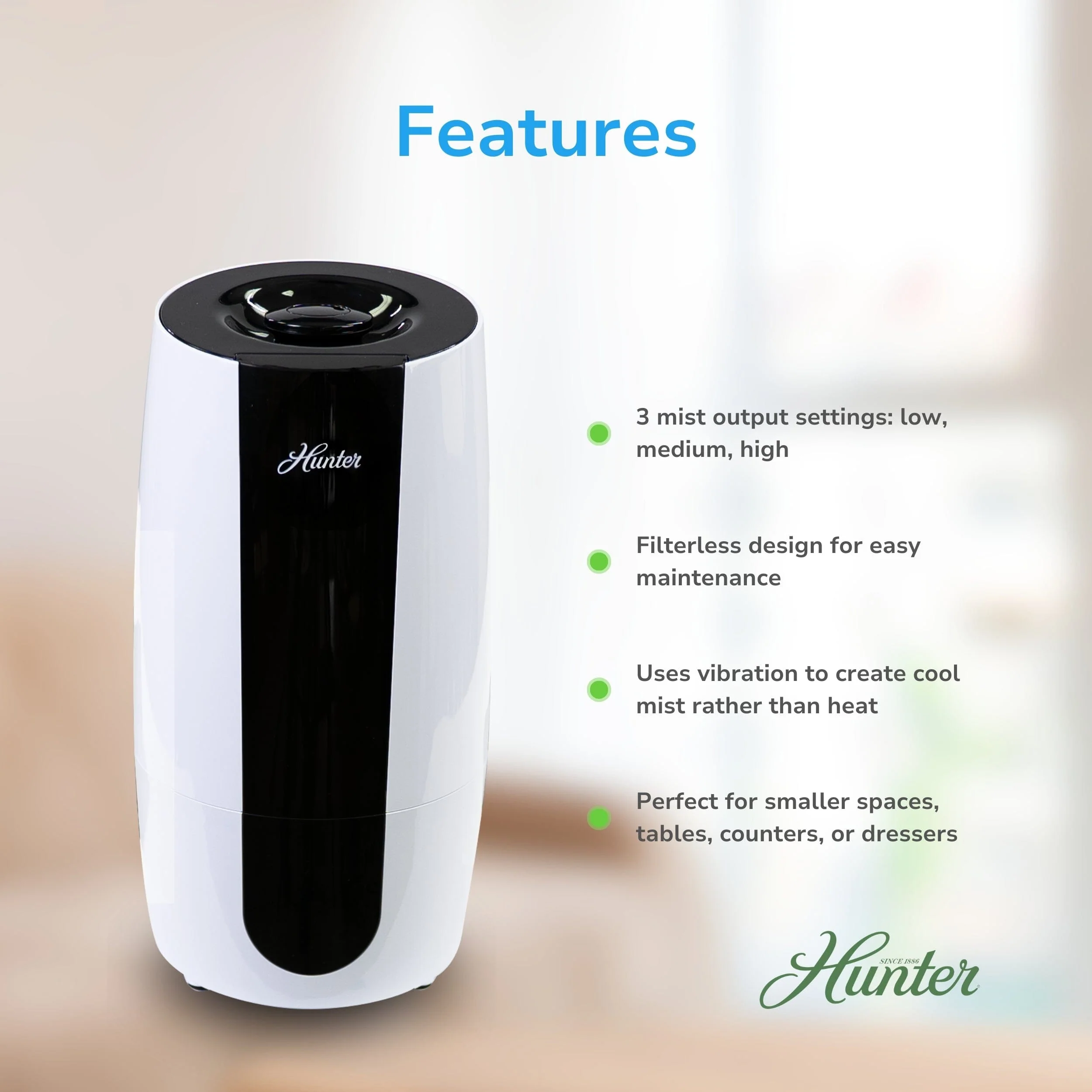 HHU425 Hunter Aspire 0.7 Gal Ultrasonic Cool Mist Humidifier 14 HHU425 Hunter Aspire 0.7 Gal Ultrasonic Cool Mist Humidifier
