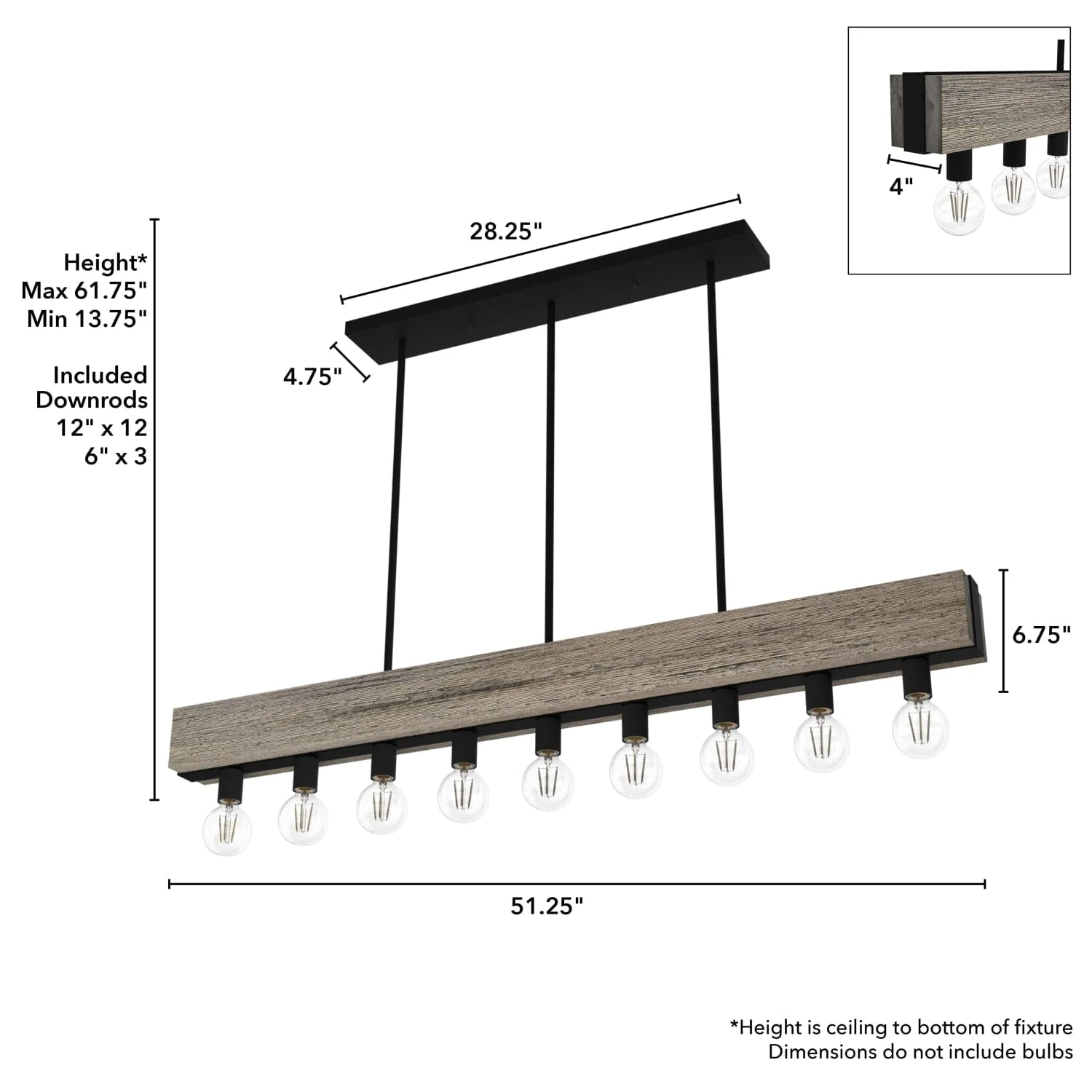 Donelson 9 Light Linear Chandelier 7 Donelson 9 Light Linear Chandelier