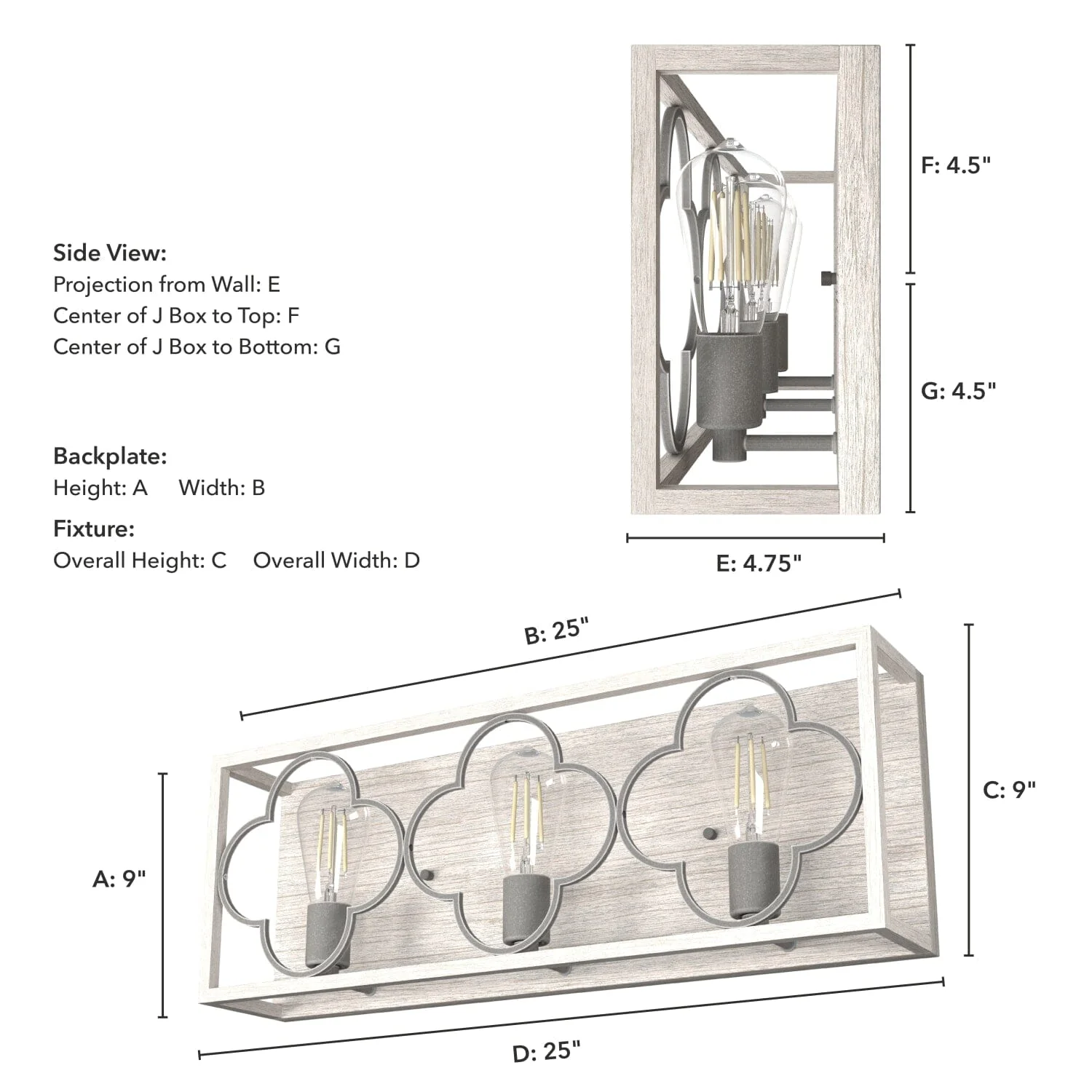 Gablecrest 3 Light Vanity 8 Gablecrest 3 Light Vanity