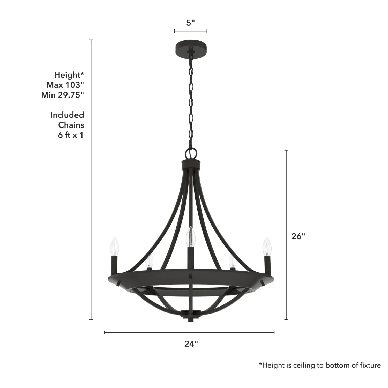 Perch Point 5 Light Chandelier 24 inch 7 Perch Point 5 Light Chandelier 24 inch