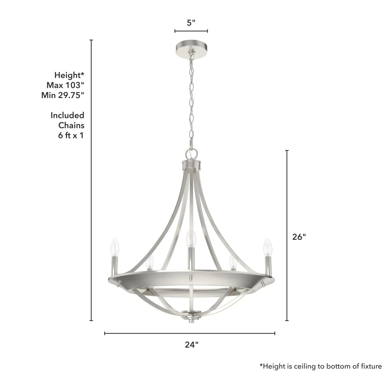 Perch Point 5 Light Chandelier 24 inch 8 Perch Point 5 Light Chandelier 24 inch