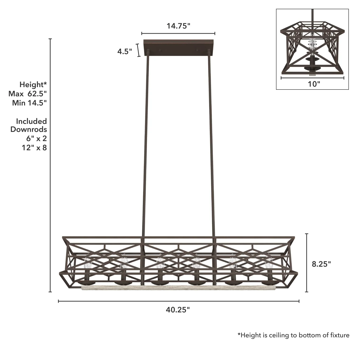 Langwood 6 Light Linear Chandelier 7 Langwood 6 Light Linear Chandelier