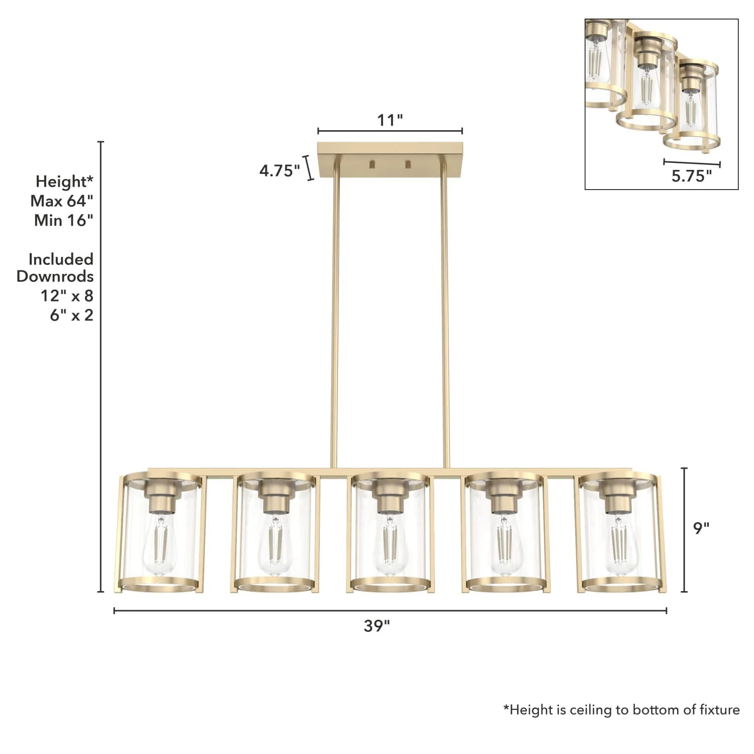 Astwood 5 Light Linear Chandelier 10 Astwood 5 Light Linear Chandelier