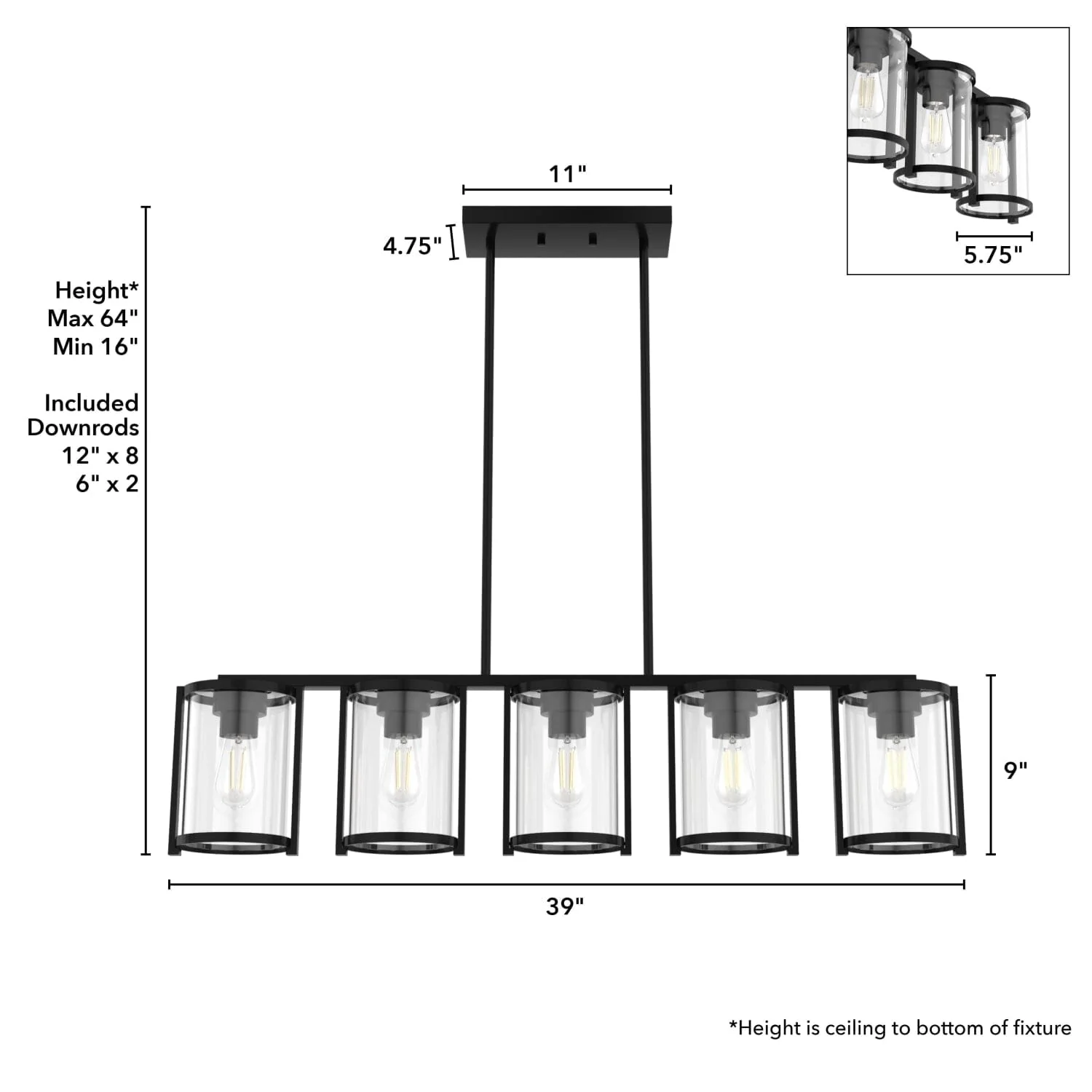 Astwood 5 Light Linear Chandelier 12 Astwood 5 Light Linear Chandelier