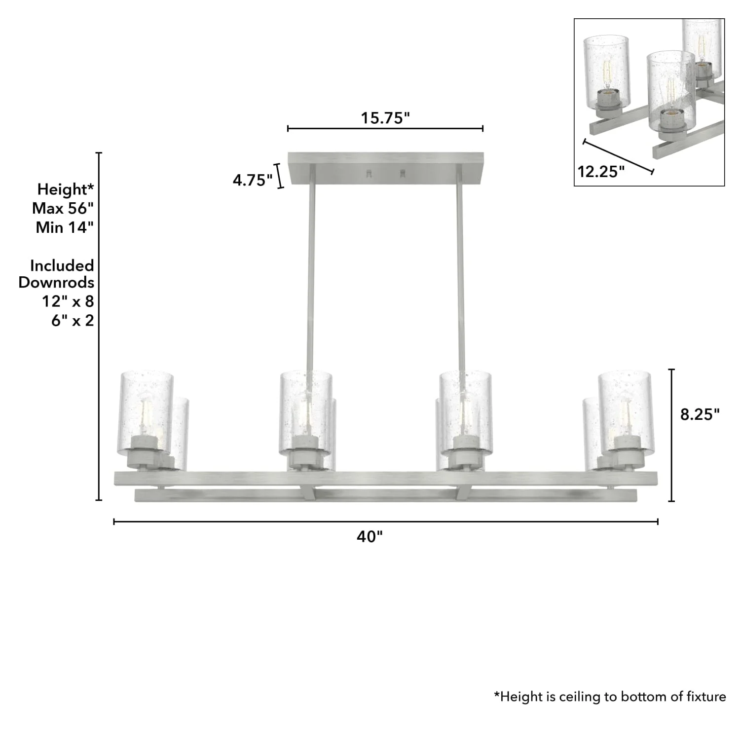 Hartland 8 Light Linear Chandelier 7 Hartland 8 Light Linear Chandelier