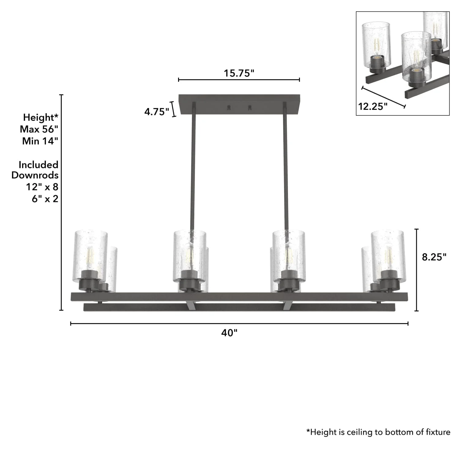 Hartland 8 Light Linear Chandelier 8 Hartland 8 Light Linear Chandelier