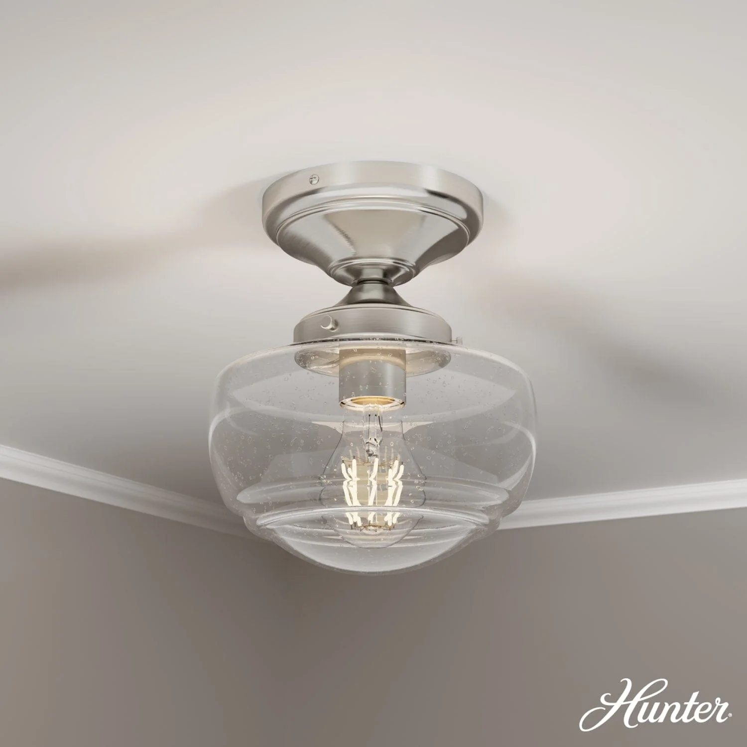 Saddle Creek Clear Seeded Glass 1 Light Mini Semi Flush