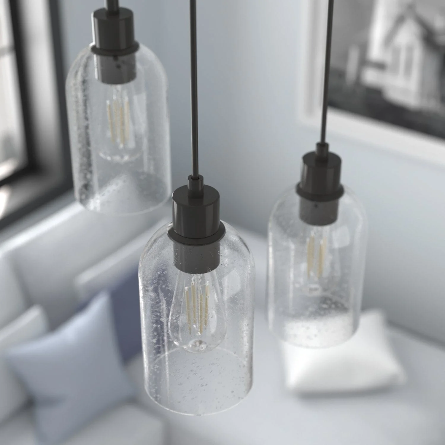 Lochemeade Clear Seeded Glass 1 Light Mini Pendant 2 Lochemeade Clear Seeded Glass 1 Light Mini Pendant
