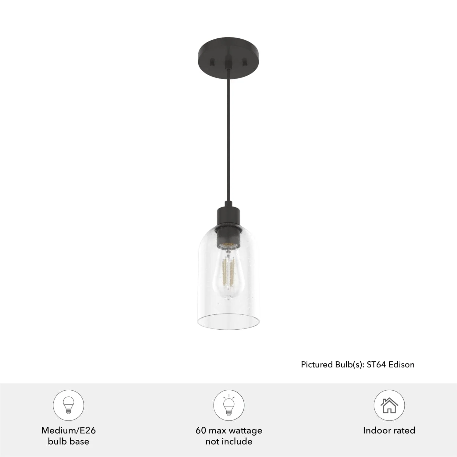 Lochemeade Clear Seeded Glass 1 Light Mini Pendant 8 Lochemeade Clear Seeded Glass 1 Light Mini Pendant