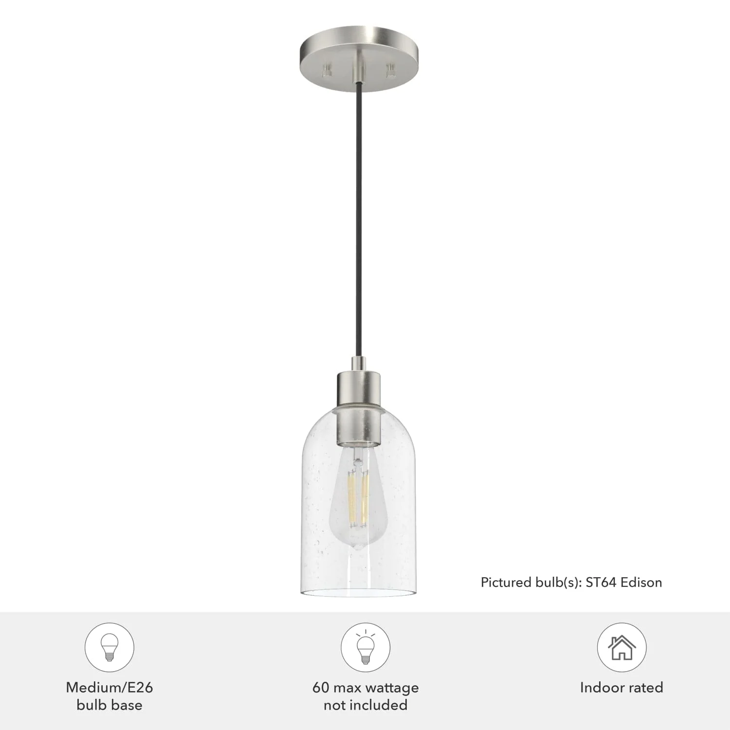 Lochemeade Clear Seeded Glass 1 Light Mini Pendant 9 Lochemeade Clear Seeded Glass 1 Light Mini Pendant
