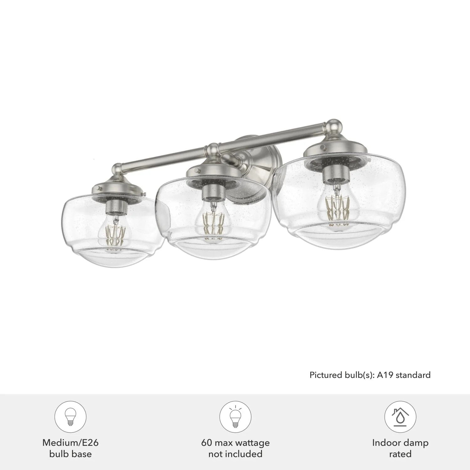 Saddle Creek Clear Seeded Glass 3 Light Vanity 2 Saddle Creek Clear Seeded Glass 3 Light Vanity