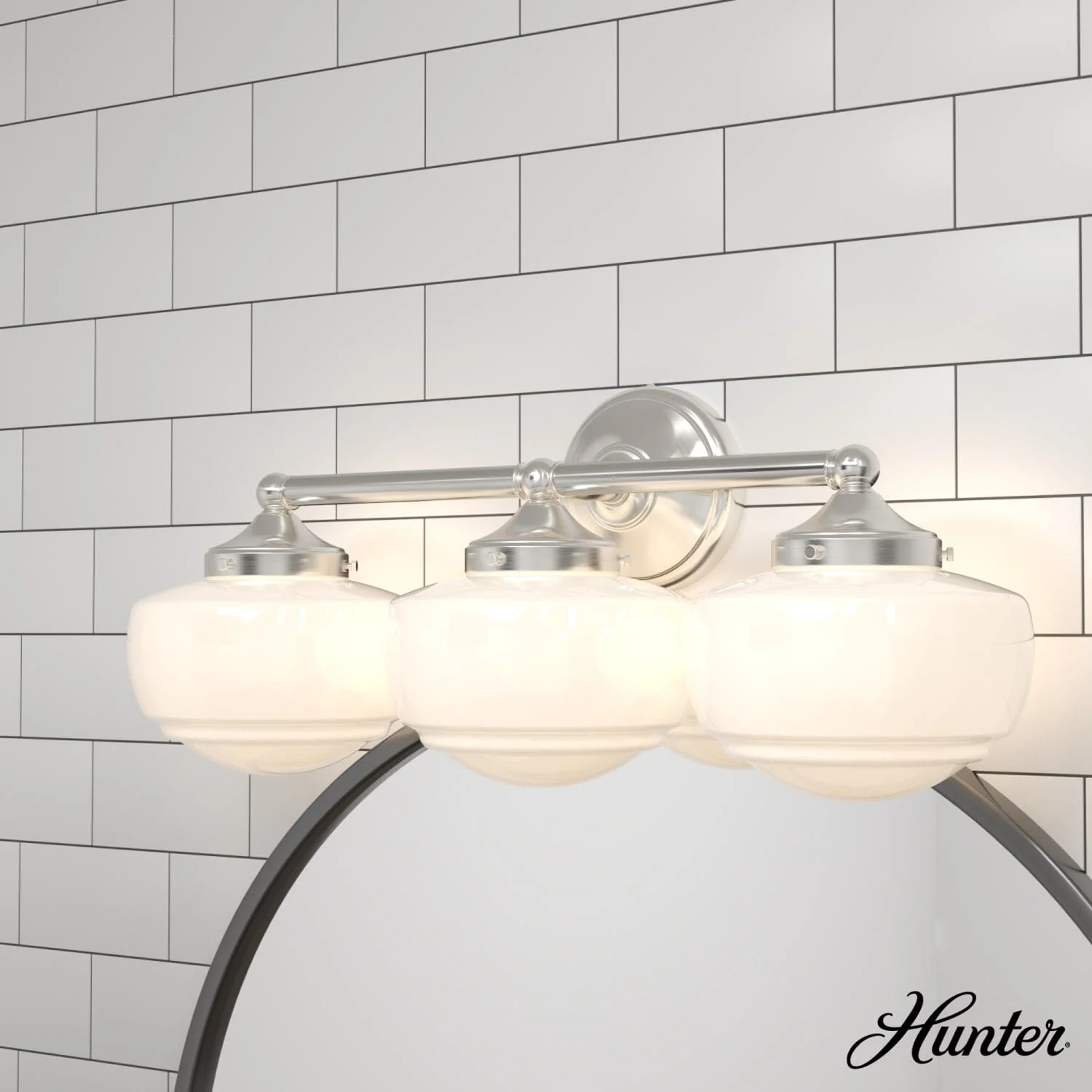 Saddle Creek Shiny Cased White Glass 3 Light Vanity 1 Saddle Creek Shiny Cased White Glass 3 Light Vanity