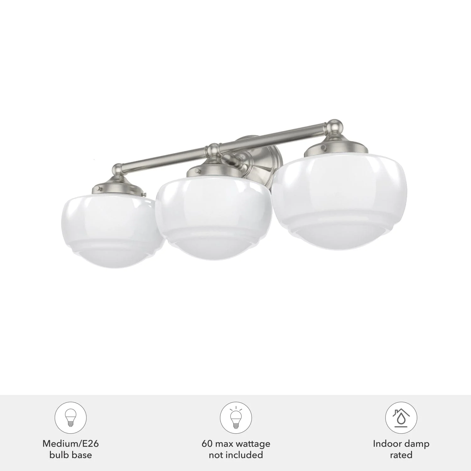 Saddle Creek Shiny Cased White Glass 3 Light Vanity 2 Saddle Creek Shiny Cased White Glass 3 Light Vanity
