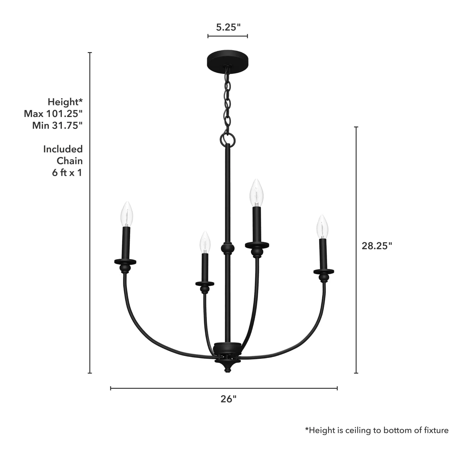 Southcrest 4 Light Chandelier 26 inch 4 Southcrest 4 Light Chandelier 26 inch