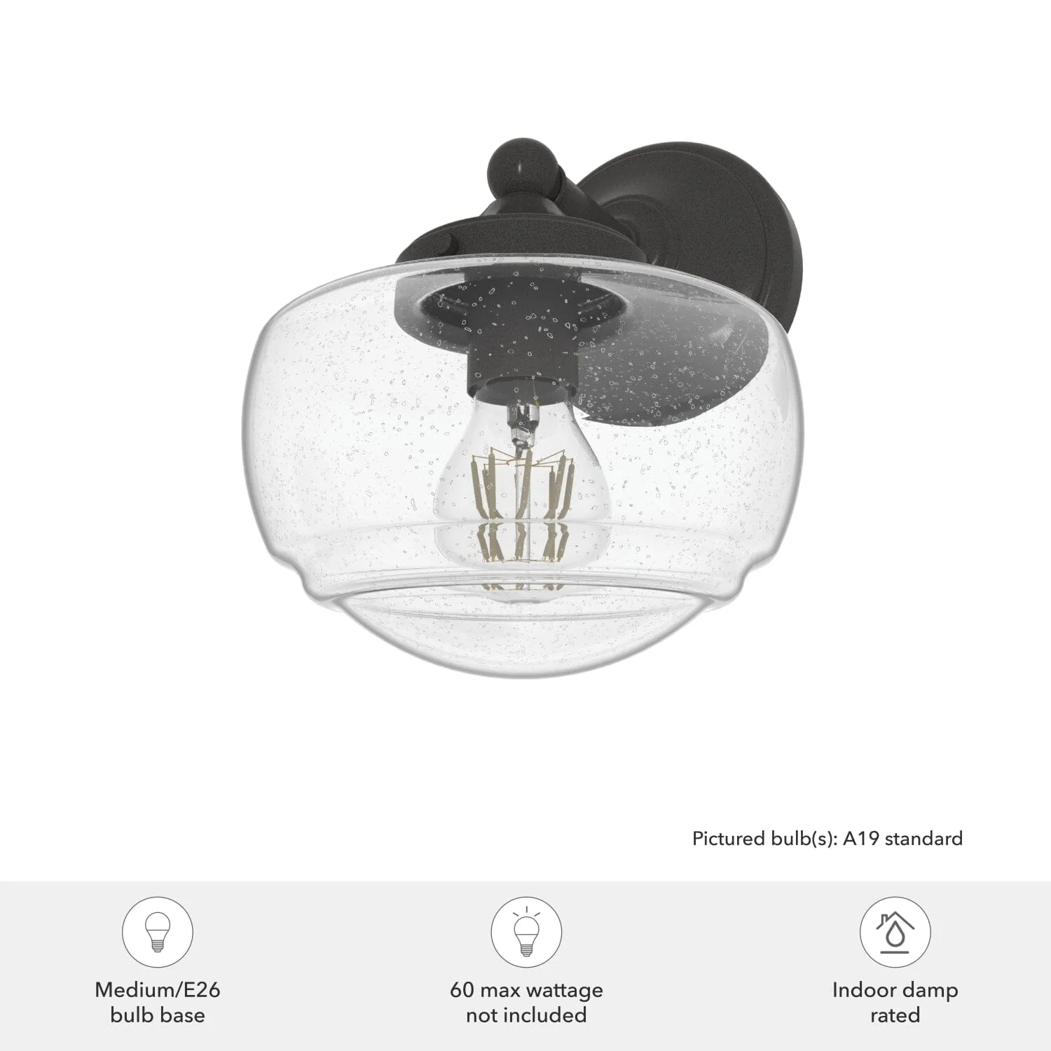 Saddle Creek Clear Seeded Glass 1 Light Sconce 3 Saddle Creek Clear Seeded Glass 1 Light Sconce