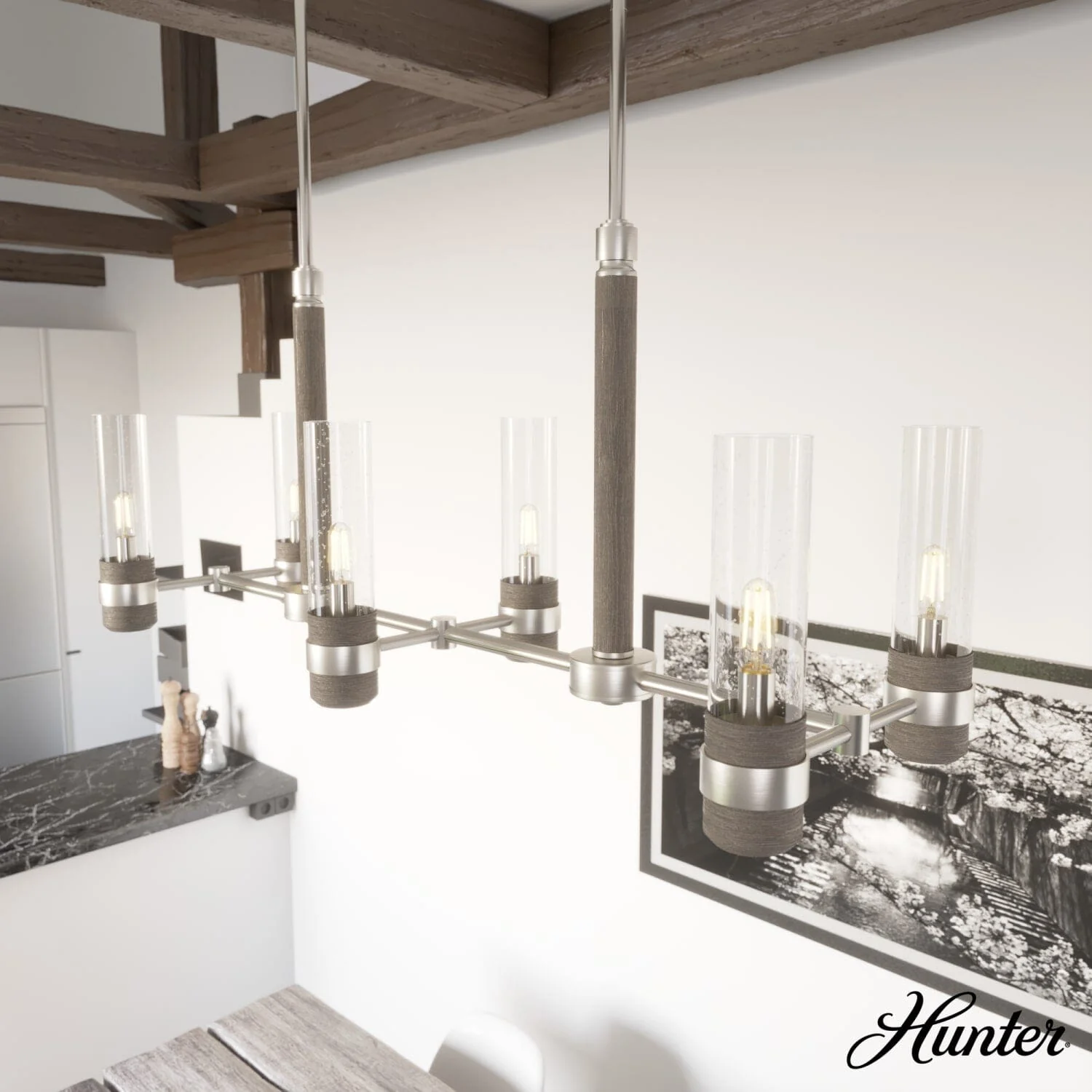River Mill 6 Light Linear Chandelier 1 River Mill 6 Light Linear Chandelier