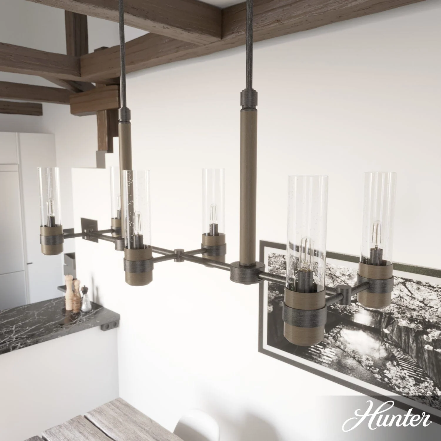 River Mill 6 Light Linear Chandelier 2 River Mill 6 Light Linear Chandelier