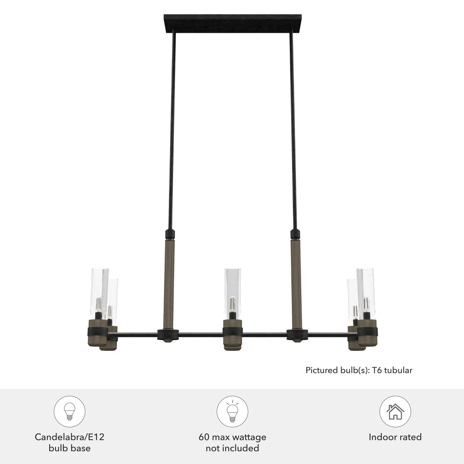 River Mill 6 Light Linear Chandelier 6 River Mill 6 Light Linear Chandelier