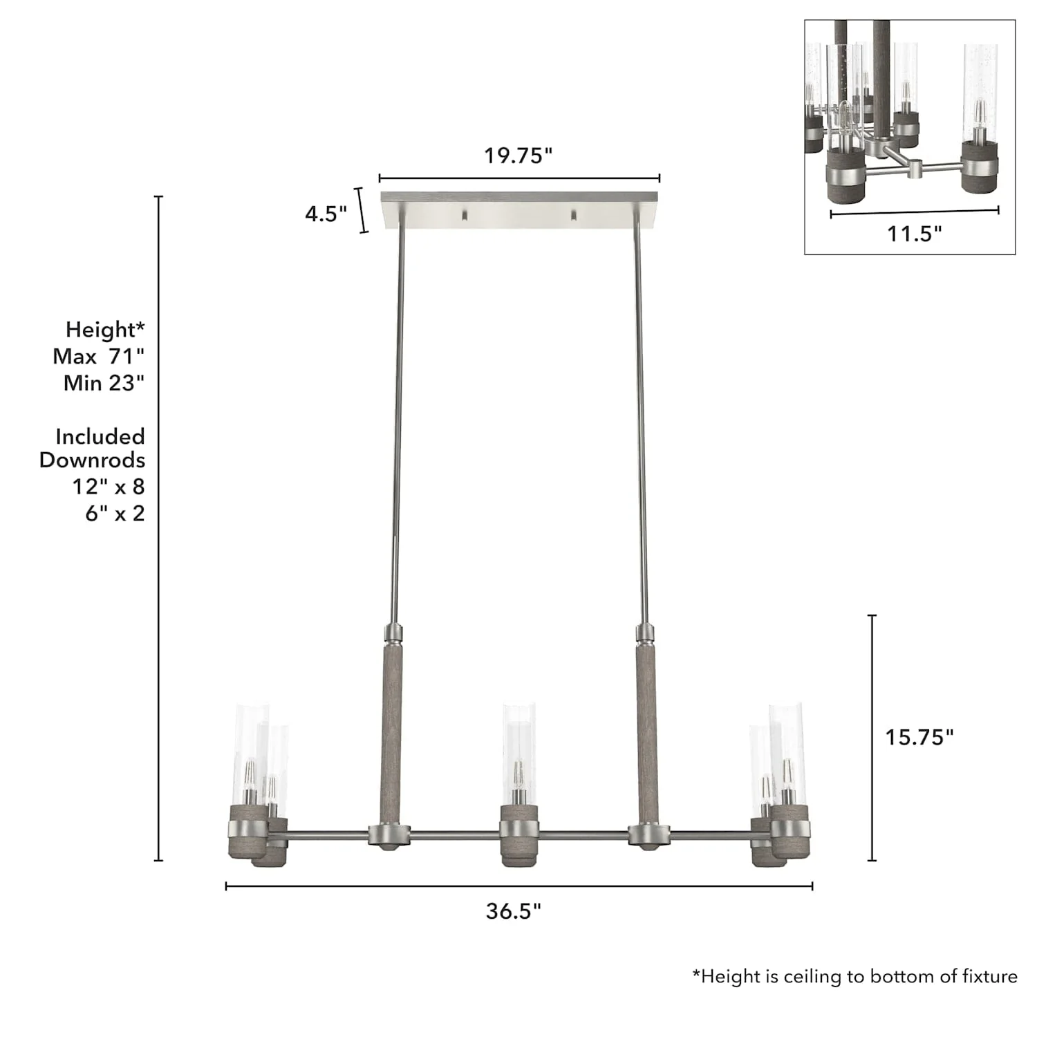 River Mill 6 Light Linear Chandelier 7 River Mill 6 Light Linear Chandelier