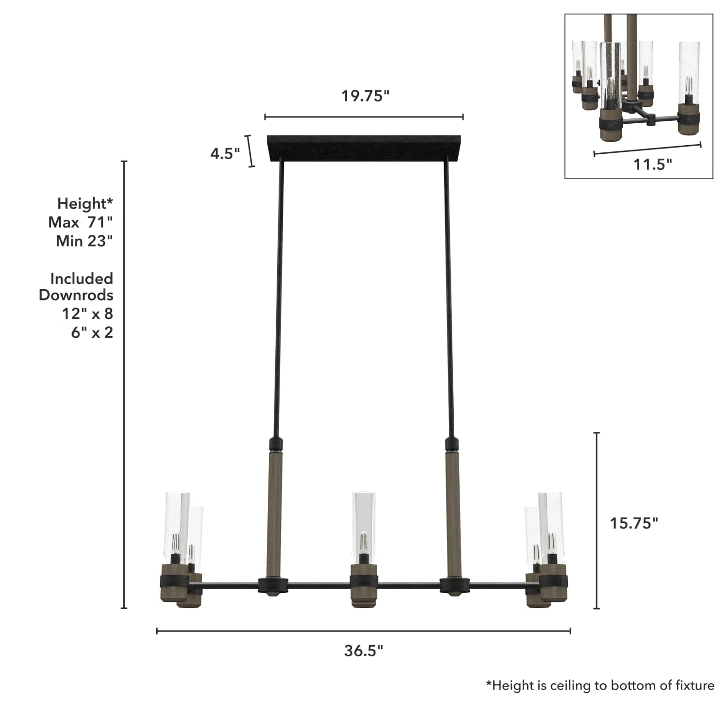 River Mill 6 Light Linear Chandelier 8 River Mill 6 Light Linear Chandelier