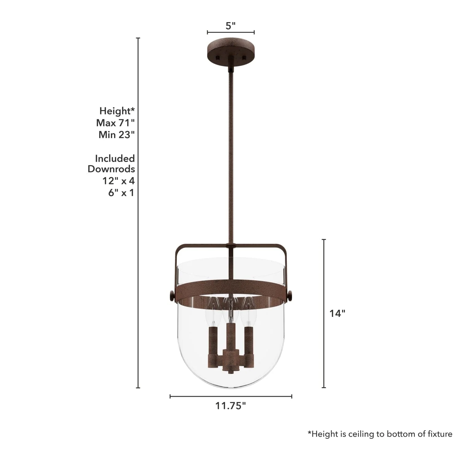Karloff 3 Light Pendant 12 inch 10 Karloff 3 Light Pendant 12 inch