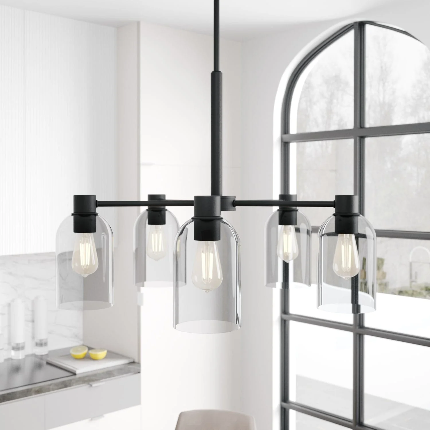 Lochemeade Smoked Glass 5 Light Chandelier 1 Lochemeade Smoked Glass 5 Light Chandelier