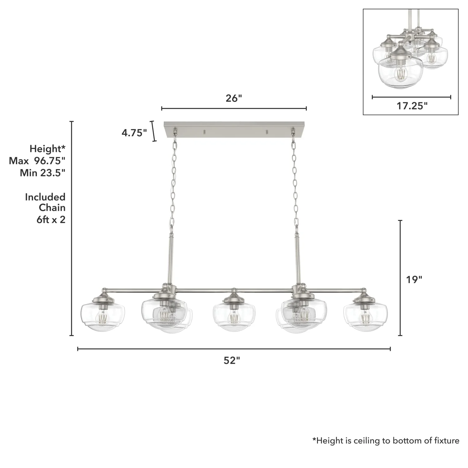 Saddle Creek 7 Light Linear Chandelier 4 Saddle Creek 7 Light Linear Chandelier