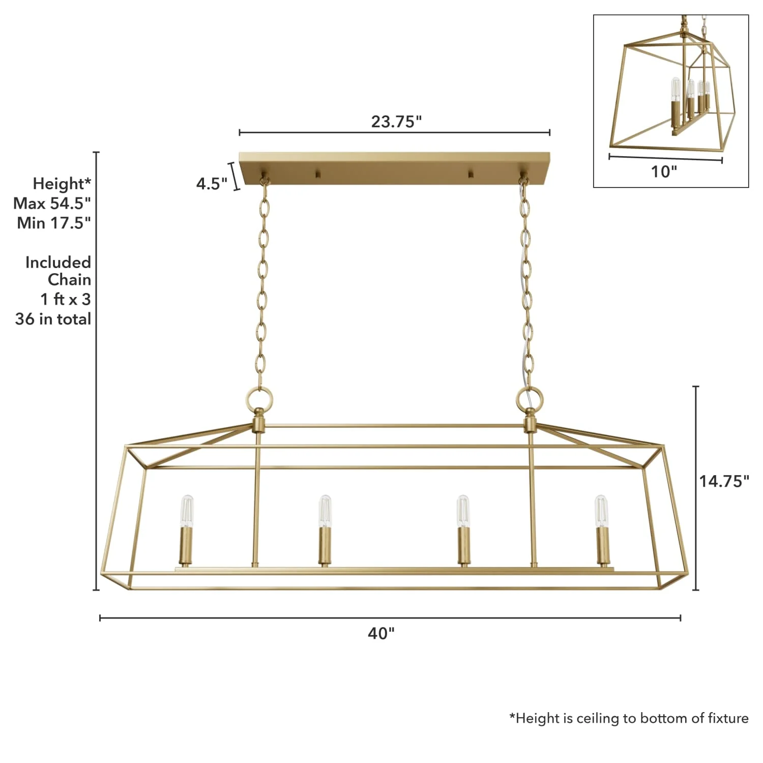 Fair Oaks 4 Light Linear Chandelier 7 Fair Oaks 4 Light Linear Chandelier