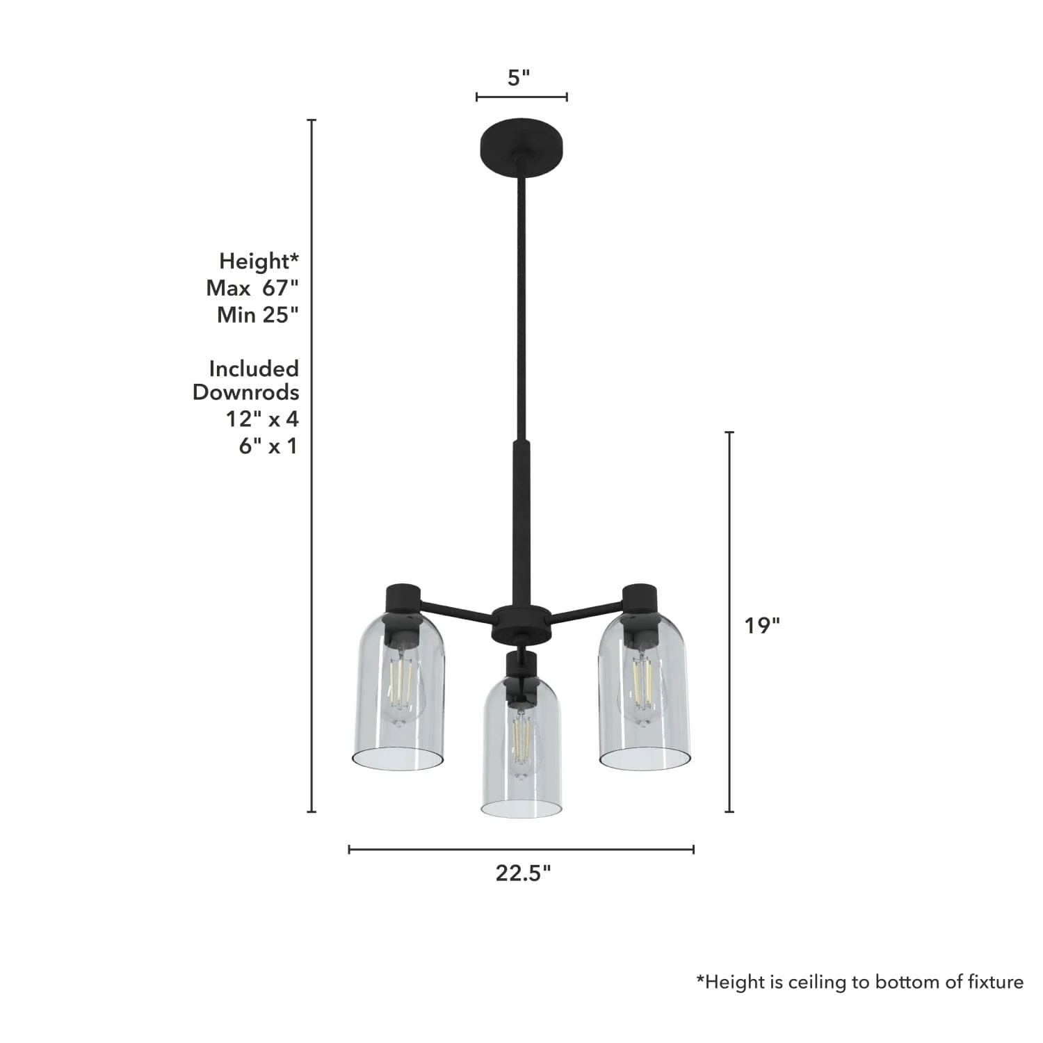 Lochemeade Smoked Glass 3 Light Chandelier 4 Lochemeade Smoked Glass 3 Light Chandelier
