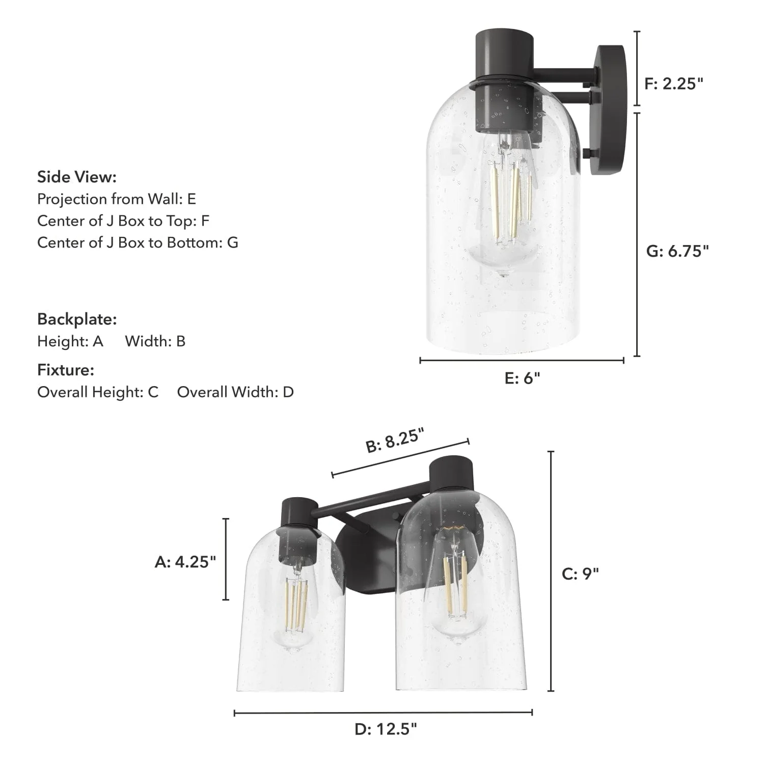 Lochemeade Clear Seeded Glass 2 Light Vanity 8 Lochemeade Clear Seeded Glass 2 Light Vanity