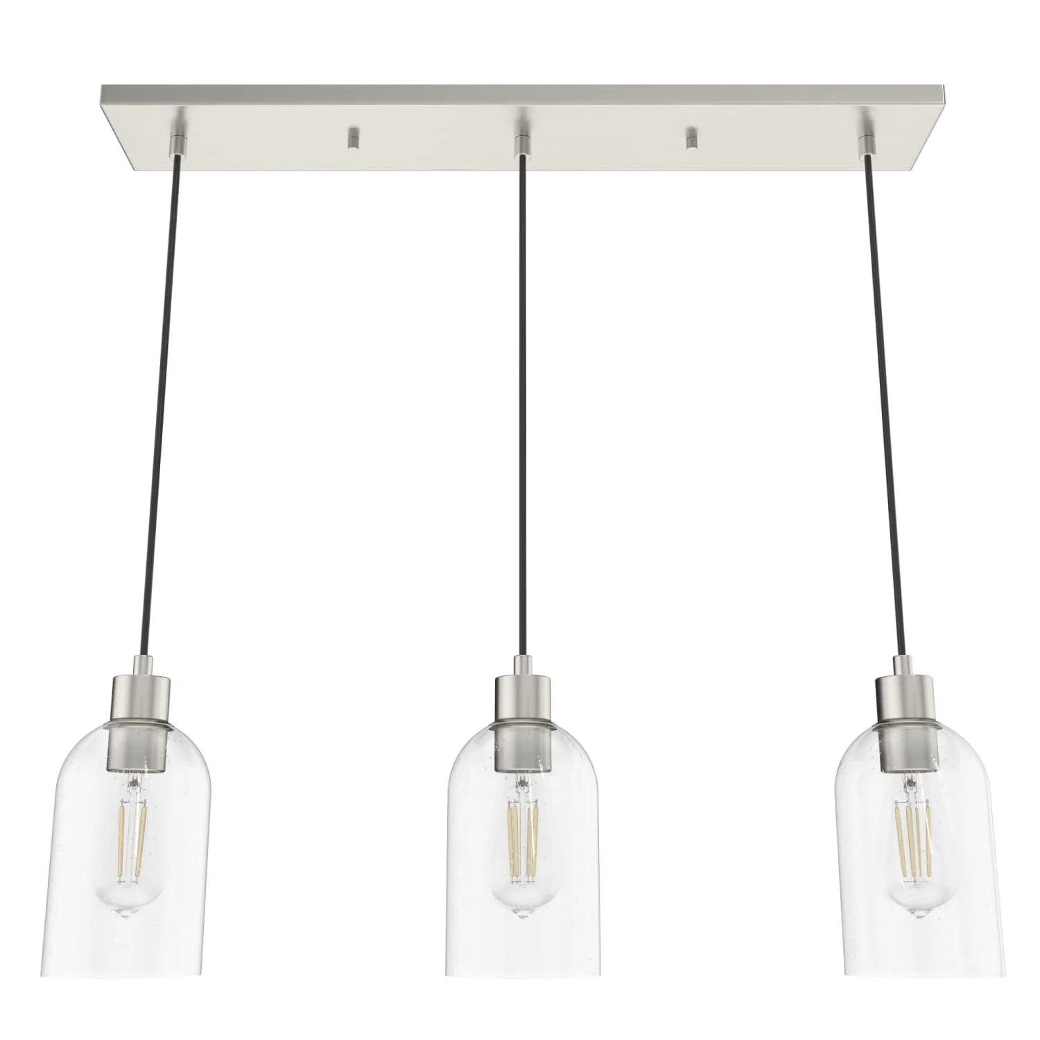 Lochemeade Clear Seeded Glass 3 Light Linear Pendant Cluster 13 Lochemeade Clear Seeded Glass 3 Light Linear Pendant Cluster